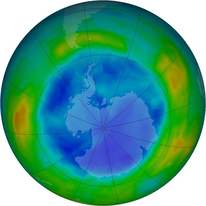 Antarctic ozone map for 20 August 2013